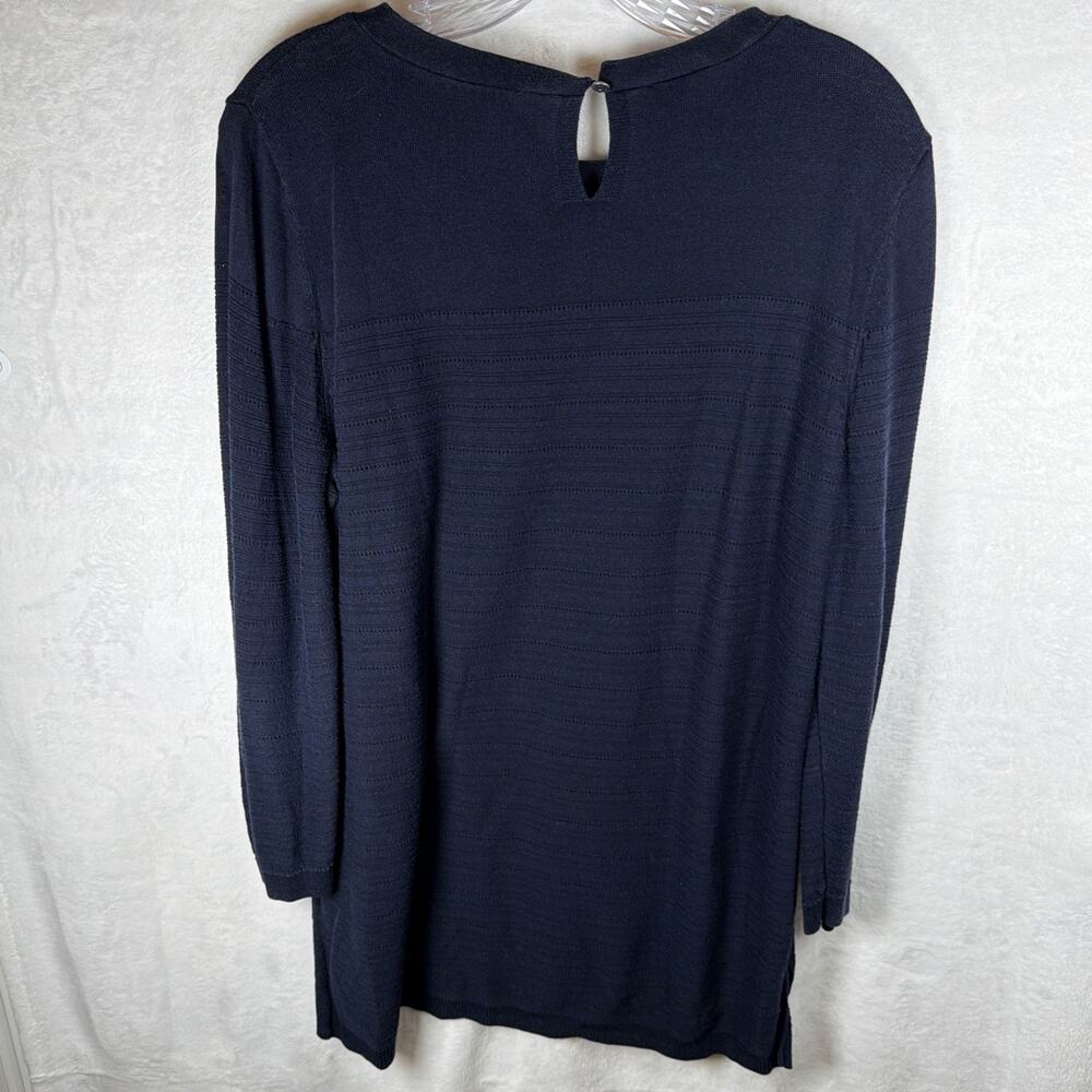 Talbots- Blue GAUZY BLOUSE SHIRT TUNIC TOP Lightweight Sweater Size Large EUC - Picture 8 of 9